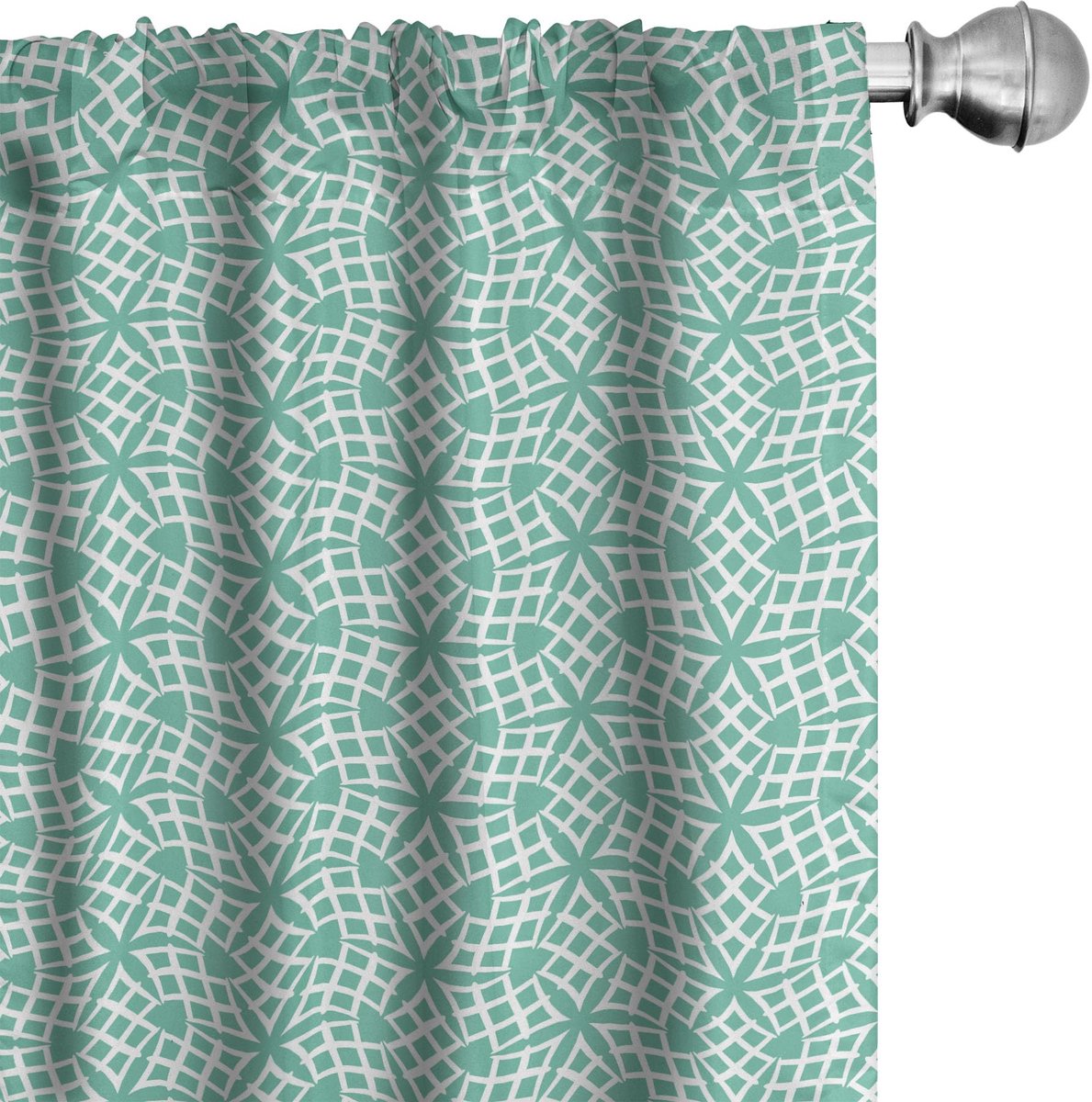 ABAKUHAUS Aqua-Damast gordijnen – 2x75x175 cm – zeegroen & wit – microvezel Zeegroen en Wit