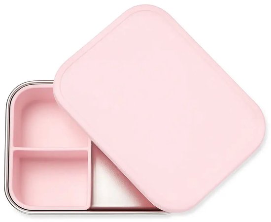 J.Børn RVS Kinderlunchbox & Snackdoosje - Met Siliconen Deksel - Lekvrij & Lichtgewicht - Bloemen
