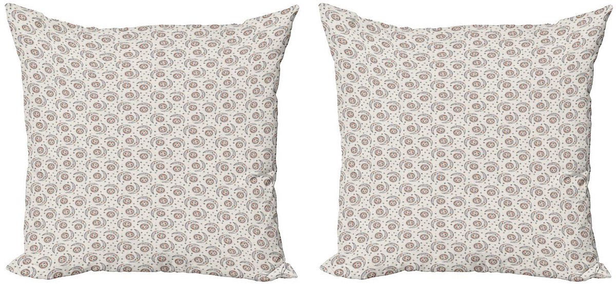 ABAKUHAUS Astrologie Kussenhoes Set – 2x 45x45 cm – Dubbelzijdig – Oranje/Grijs/Zwart
