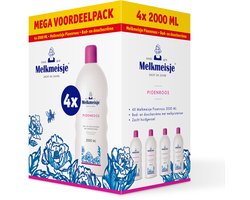 Melkmeisje Bad en Douche Crème Pioenroos - 4x 2000 ml - Voordeelverpakking