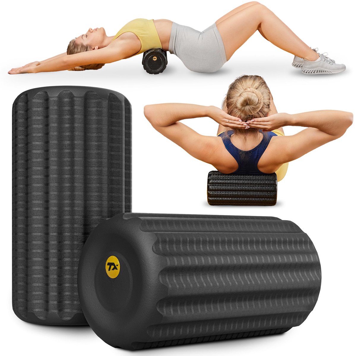 Trex Sport TX-030EPR - Foamroller - EPP - Harde roller - Massage en spierherstel - 30 cm - Zwart