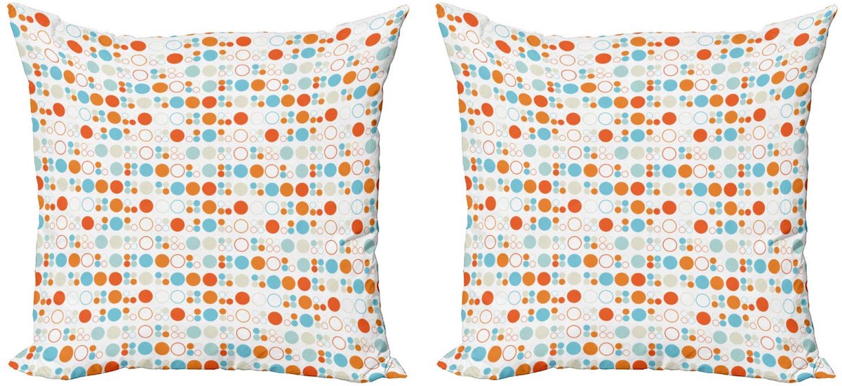 ABAKUHAUS Geometrische Kussenhoes – 2x40x40 cm – Multicolor – Dubbelzijdig bedrukt Wit