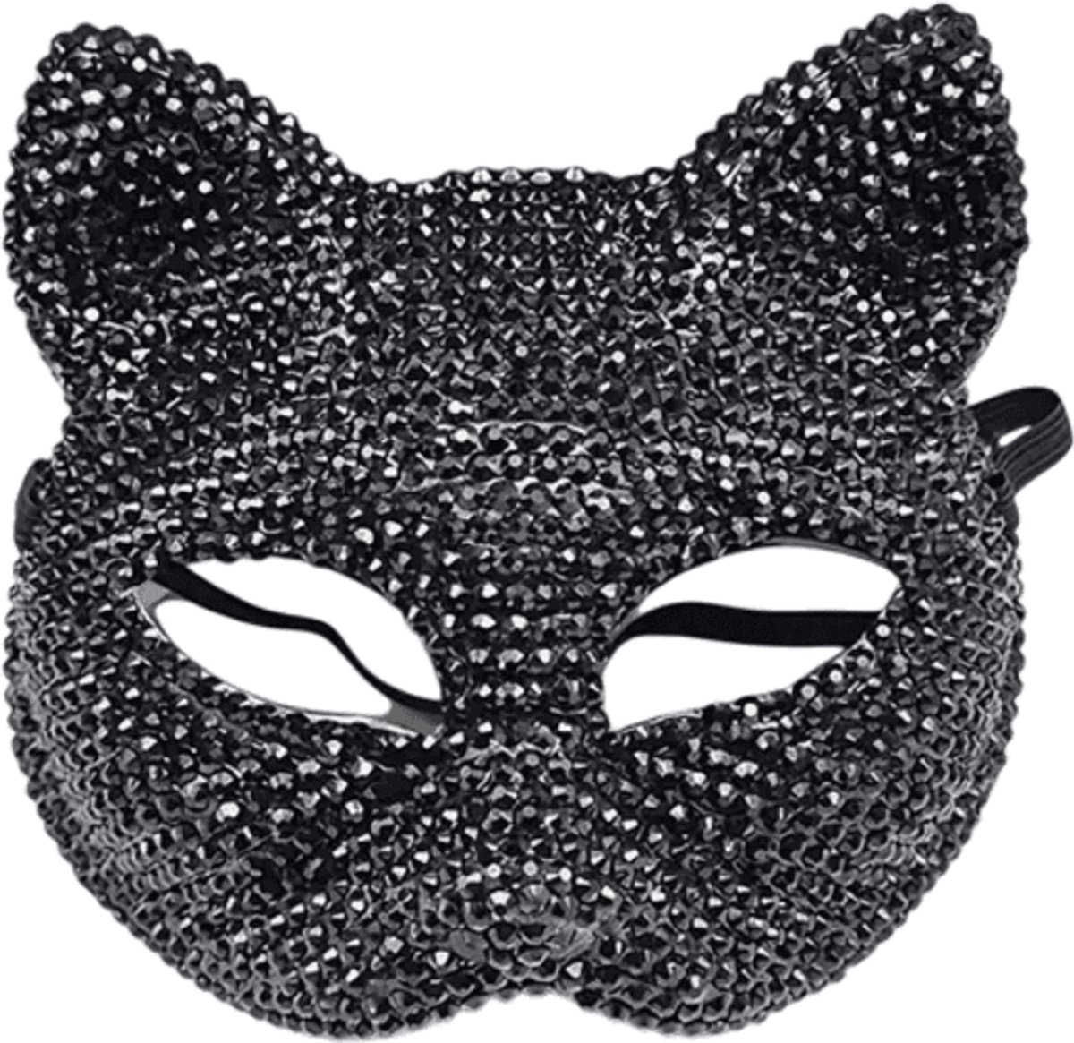 Sexy Kitten Oogmasker - Glinsterende Steentjes - festival - sexy - prachtig masker - zwart
