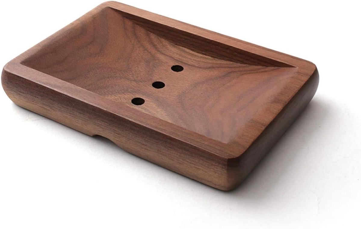 Cosensi - Houten afdruiprek en dienblad van walnoothout voor douche - Handgemaakt en ideaal voor reizen en thuisgebruik