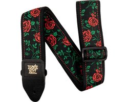 Ernie Ball Classic Jacquard - Gitaarriem - Spanish Rose - Polypropeen - Leren Uiteinden - Zwarte Delrin Gesp - Verstelbaar 104-182 cm - Breedte 5 cm