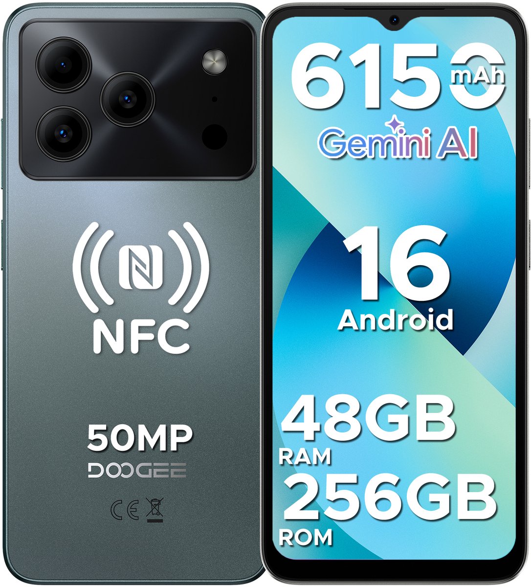 DOOGEE Note 56 Plus 256GB 48GB ブラック DOOGEE Note 56 Plus - Smartphone - Telefoon - 48 GB RAM+ 256 GB