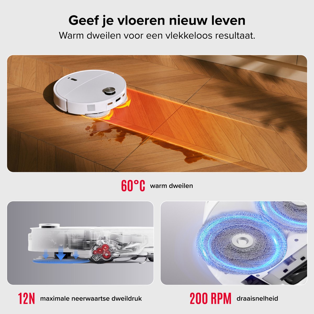 Roborock Qrevo Curv 2 Pro-Robotstofzuiger Met Dweilfunctie-25.000 Pa-7,98 cm Ultraslank Ontwerp-Dweilen met warm water-Reactieve AI-Obstakelherkenning-100℃ Heetwaterwas-Zelfreinigend-Automatische droging-Slimme spraakassistent — afbeelding 7