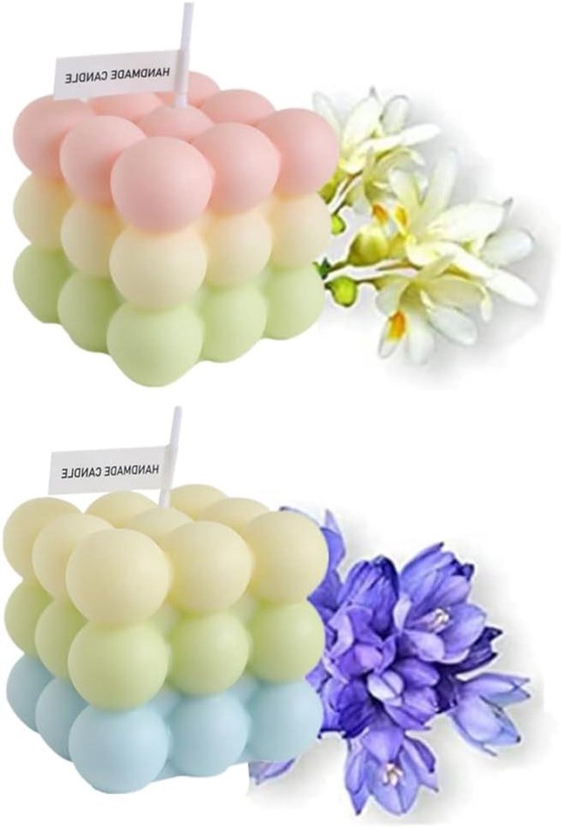 Cosensi - Handgemaakte Soja Wax Bubble Kubus Geurkaarsen 2 Stuks | Voor Bruiloft Feest en Huisdecoratie | Halloween Verjaardag Kerstcadeau