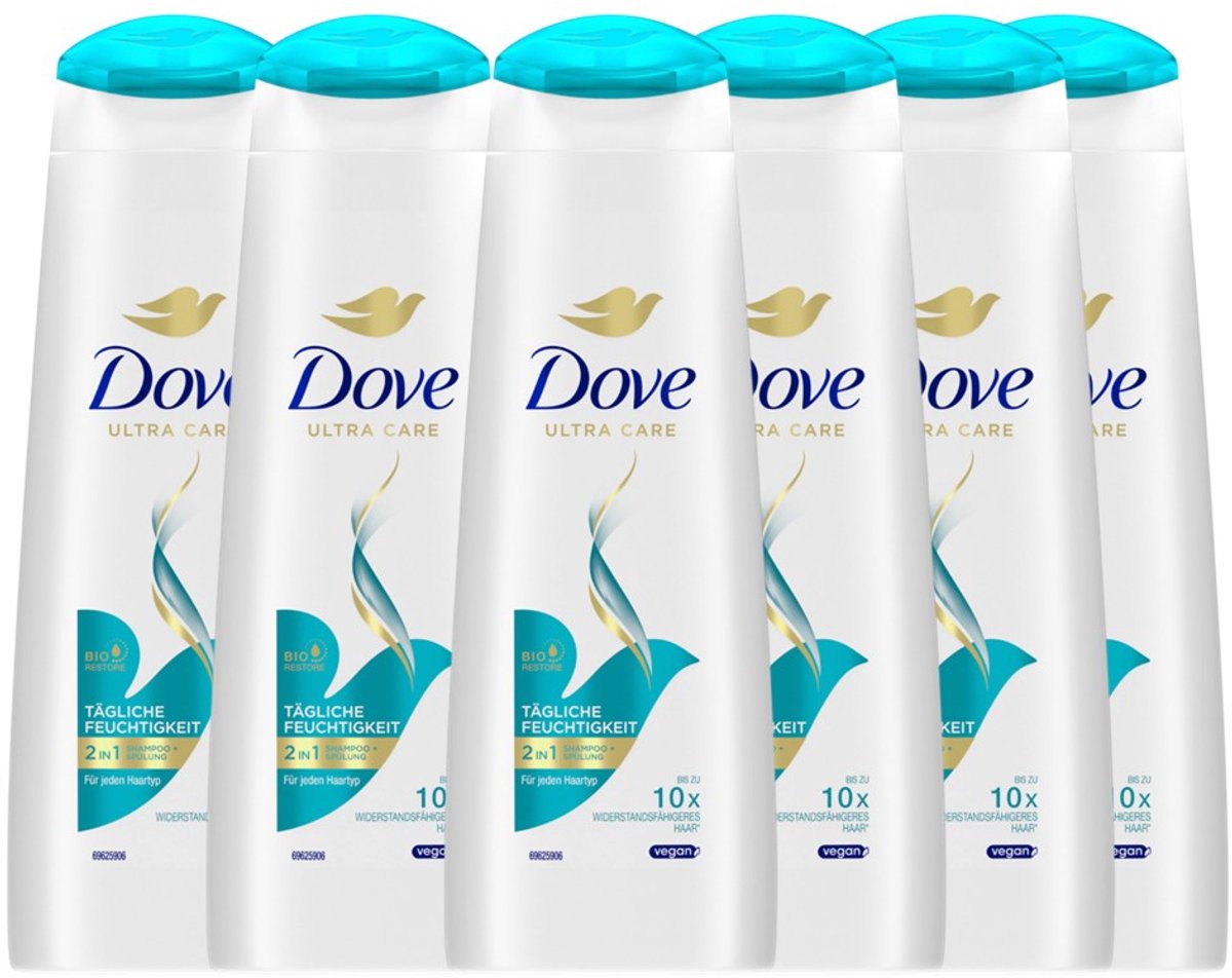 6x Dove Shampoo - Daily Moisture 2 in 1 250 ml