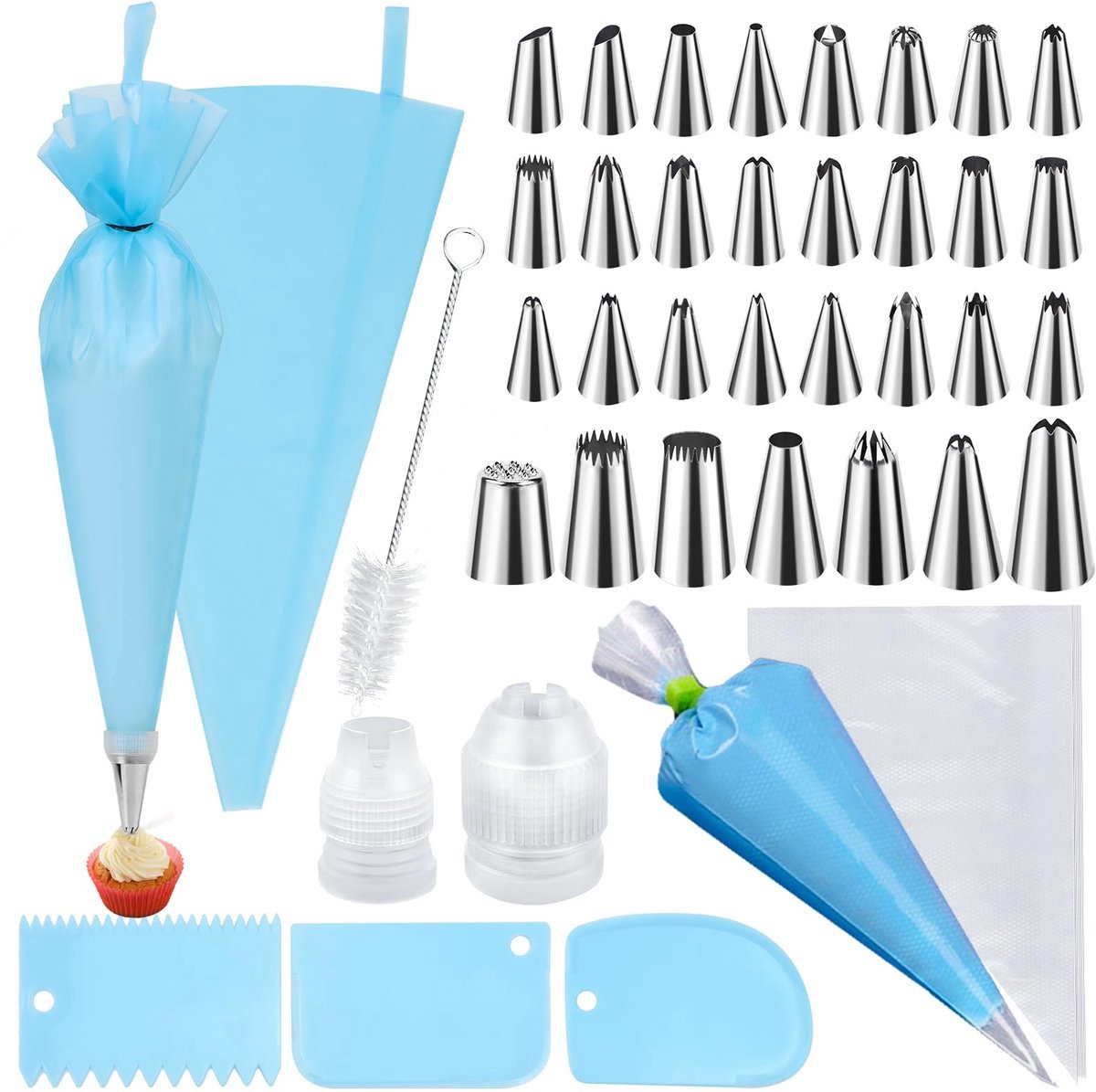 Stunq® Spuitzakken Set 48 Delen met Spuitmonden - Voor Cupcakes, Taarten & Koekjes