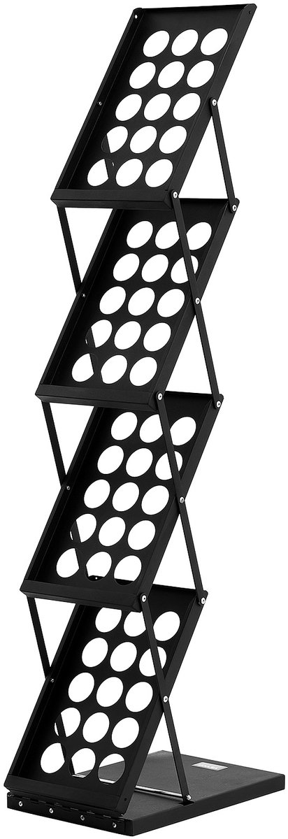 Vevor Brochurestandaard Vloerbrochurestandaard 4 Compartimenten Opvouwbaar, Literatuurstandaards Krantencatalogusstandaard, Brochurestandaard Met Draagtas voor Winkels, Tentoonstellingen, Kantoren 27 X 36 X 125 Cm Zwart