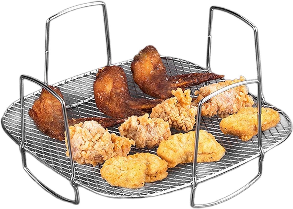 Airfryer-grillrek, Airfryer-rek voor oven - Airfryermand RVS Bakrek - Luchtfriteuserekken, herbruikbare luchtfriteusegrill voor keukenhuishoudens