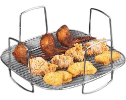 Airfryer-grillrek, Airfryer-rek voor oven - Airfryermand RVS Bakrek - Luchtfriteuserekken, herbruikbare luchtfriteusegrill voor keukenhuishoudens
