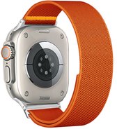 Stravo Elastisch Gevlochten Nylon Horlogebandje met Verstelgesp – Geschikt voor Apple Watch 42mm (Series 12/11/10), 41mm (Series 9/8/7), 40mm (Series 6/5/4, SE 1/2/3) – Oranje