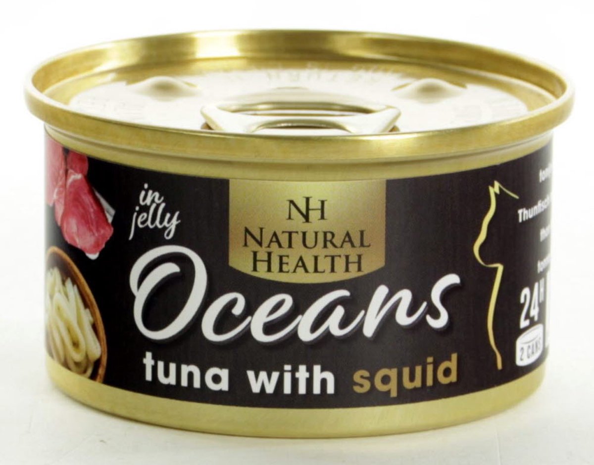Natural Health Cat Oceans Tuna & Squid Multipack 24 X 85 Gram + Gratis Schuurman Snack