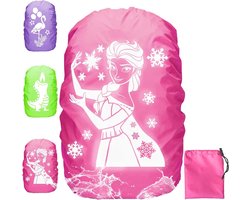 Cosensi - Regenbescherming voor schooltas 30-40 l paars roze groen met reflector - Geschikt voor kinderen op weg naar school, nacht en wandelen in de regen.