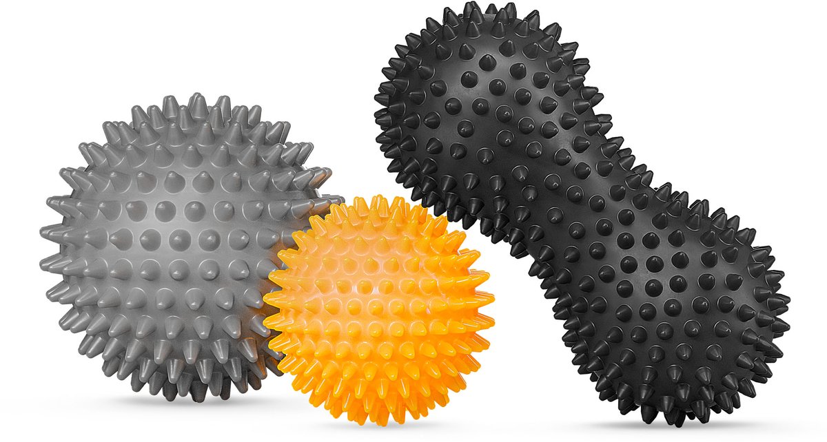 Trex Sport TX-003MSB - Massageballen - Met stekels - 3-delig - 7–9 cm - Inclusief dubbele