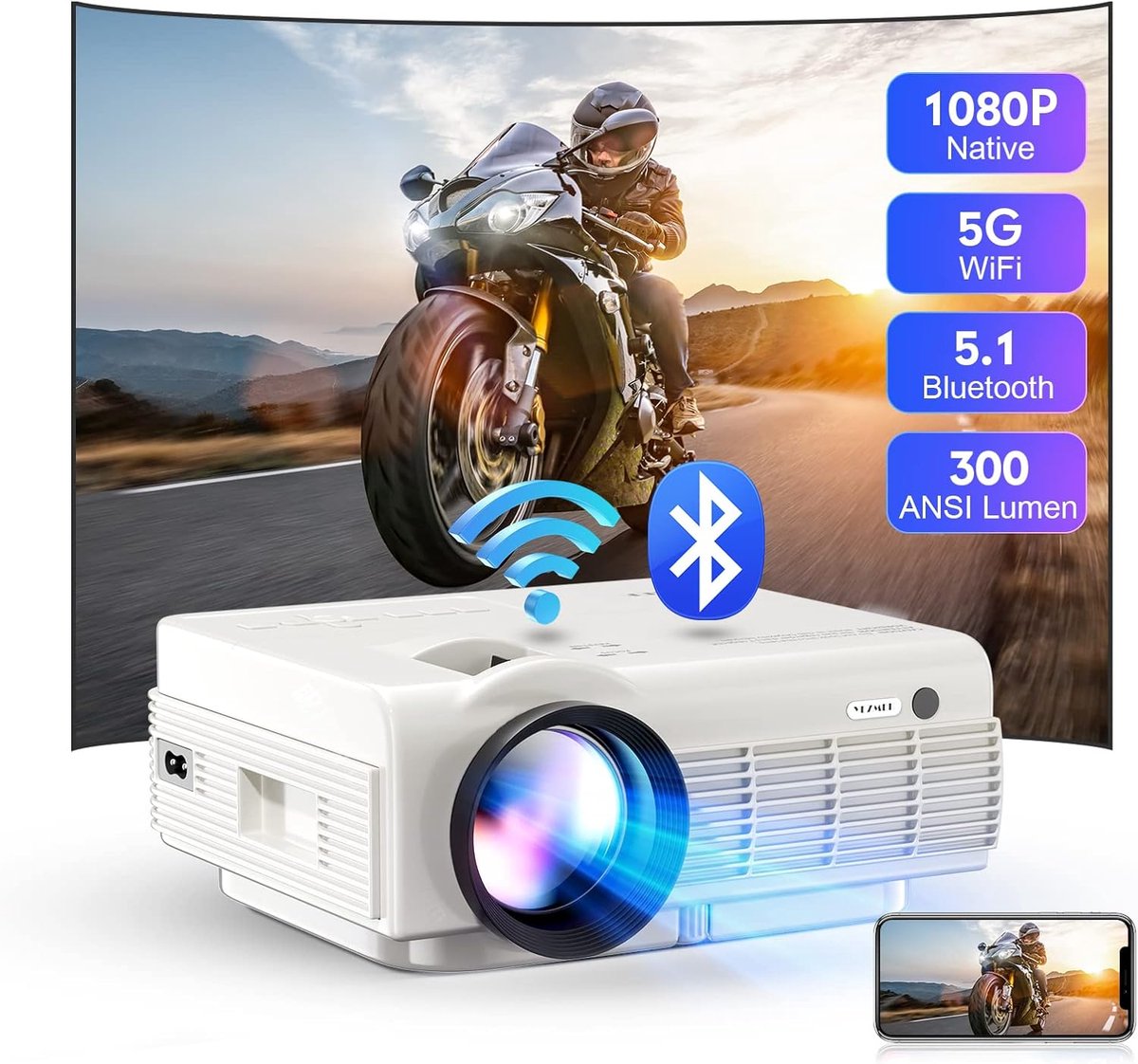 Mini Beamer - Projector met Wifi - Bluetooth