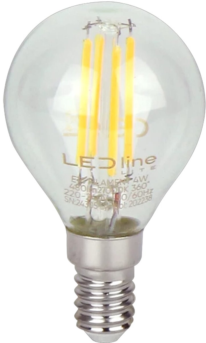 LED line LITE LED Filament Kogellamp G45 E14 - 4W (vervangt 40W) - 480lm - Ø45mm - 230V - Energiezuinig