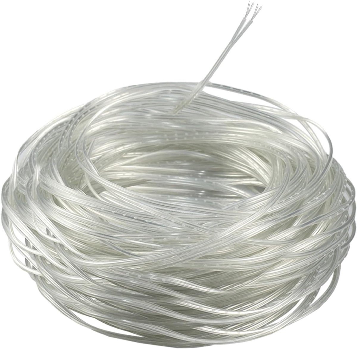 Cosensi - Transparante PVC flexibele kabel 30 meter - 2-aderig - Elektrische kabel voor huishoudelijke apparaten met platte buitendiameter 1,6 x 3,2 mm.