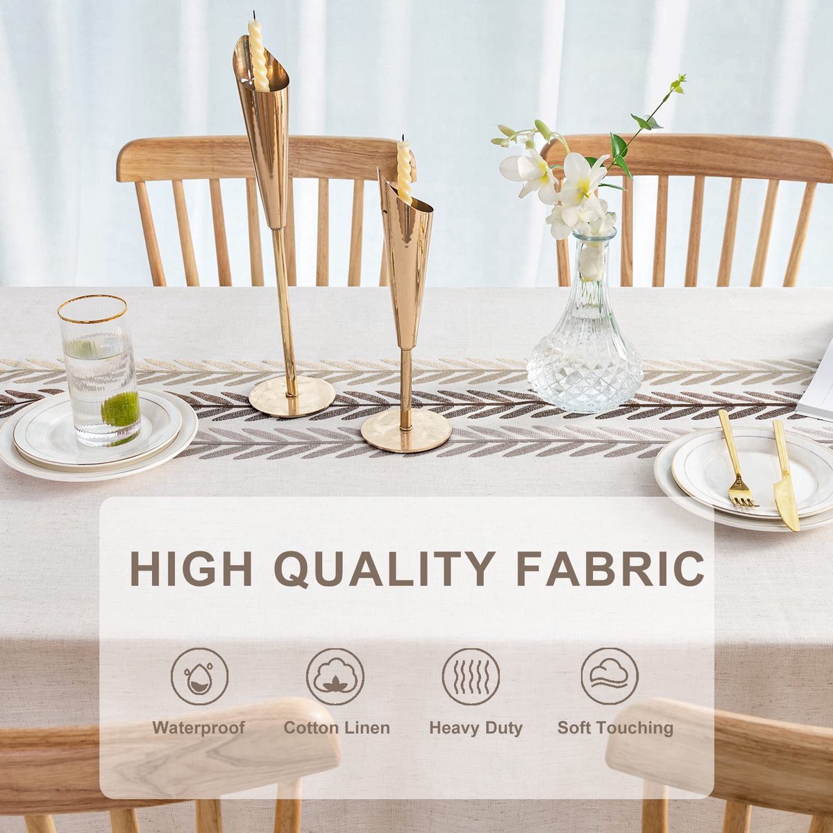 Stunq® Elegant Linnen Tafelkleed Rechthoekig 140x200cm - Waterdicht & Afwasbaar