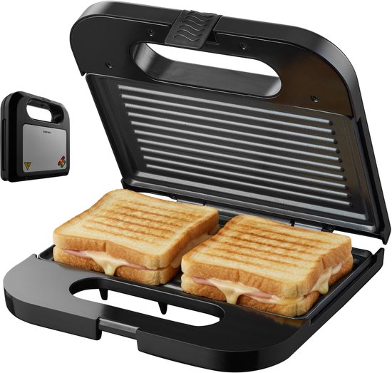 Tomado TGS2000B - Tosti ijzer - Grill apparaat - Tosti apparaat - PFAS vrij – Sandwich maker - 21,5 x 12 cm - 750 watt – Zwart