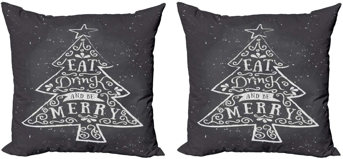 ABAKUHAUS ISS – Set van 2 kussenhoezen 40x40 cm – Grijs/Kokosnoot, dubbelzijdig bedrukt Grijs en Kokosnoot