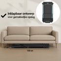 Ingeklapte loopband van 17 cm hoog, onder een bank. "Inklapbaar ontwerp voor gemakkelijke opslag."