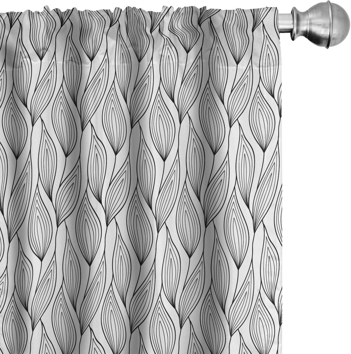 ABAKUHAUS Bladeren Gordijnen – Symmetrische golven – 2x75x225 cm – Antraciet/Wit Charcoal Grau