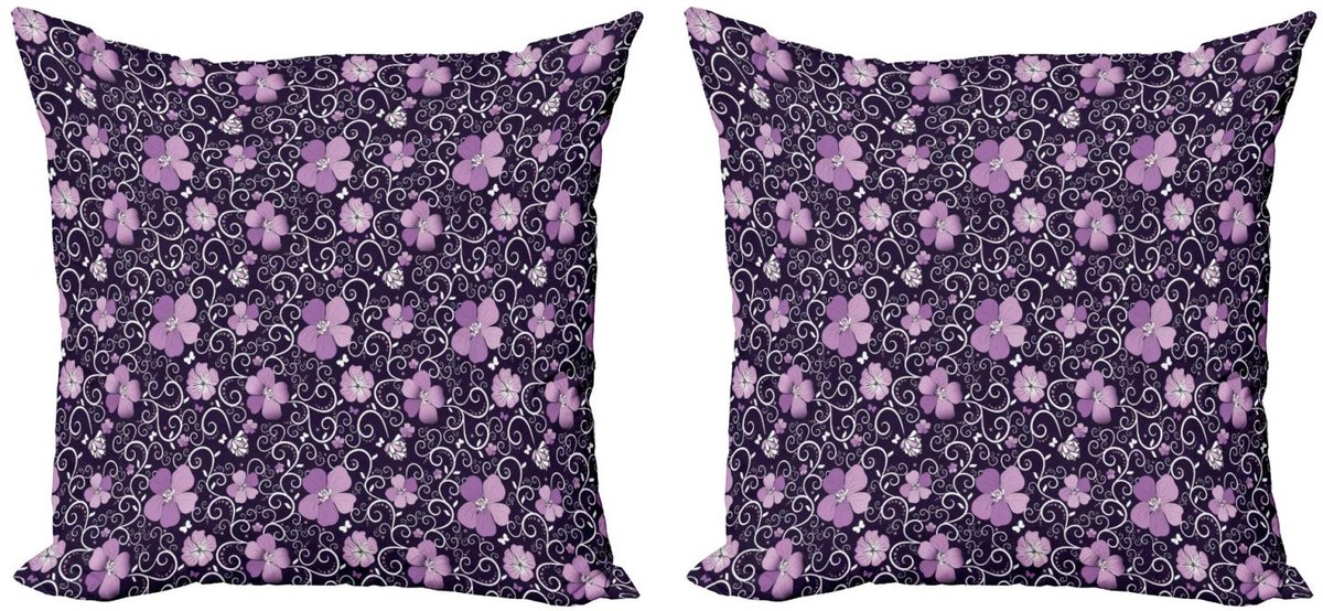 ABAKUHAUS Kussenhoes – Gebloemd 40x40 cm – Tweezijdig bedrukt – microvezel Lila