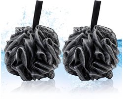 2 Stuks Badspons Douche Loofahs, Super Zachte Nylon Bad Scrunchies Body Wash Puff Pack, Douche Exfoliërende Scrubber Badkamer Benodigdheden (Zwart)