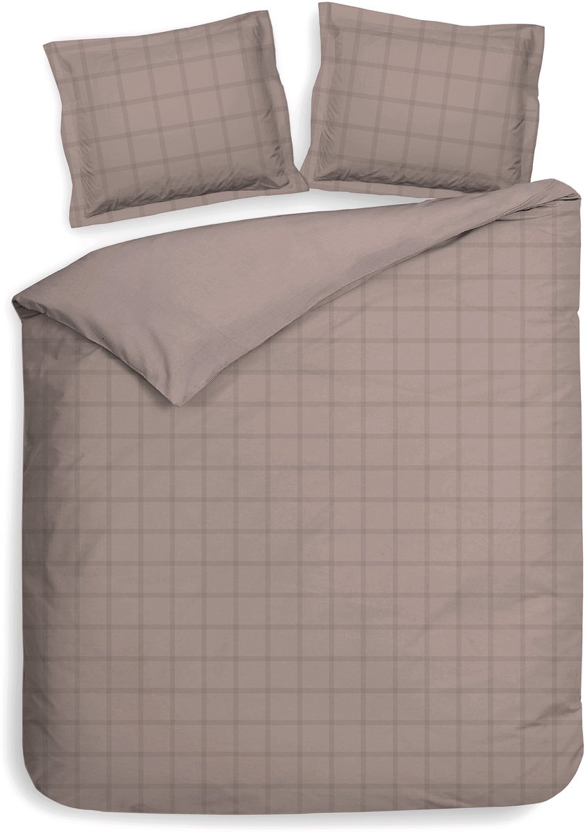 Heckettlane Dekbedovertrek Diamante - Canyon-Rose - Lits-Jumeaux - 240x200-220 cm + 2 slopen 60x70 cm, gemaakt van 100% Katoen-Satijn Rose Tan