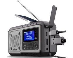 Nince DAB+ Noodradio - Solar, Opwindbaar & Batterijen - Powerbank, Zaklamp & USB-C - AM/FM Radio met Bluetooth - Voor Noodsituaties & Kamperen