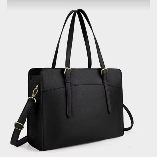 Sac à main Shopper Femmes Grand Sac à main Noir Sac à bandoulière en cuir Sac de travail Grand sac à dos pour ordinateur portable Business School 15,10 Inch