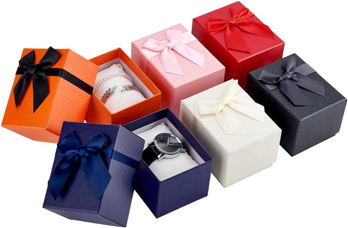 Cadeauset kussen geschenkdoos papier lint - 6 stuks - 6 kleuren - horloges sieraden bruiloft feest