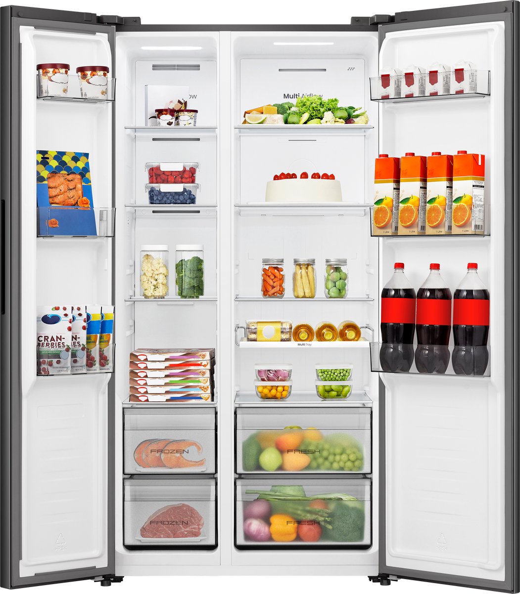 Hisense RS3P558NEFD - Amerikaanse koelkast - No-Frost - 178 cm hoog - 544 liter - Energielabel D - Invriesvermogen 12 kg/24u - Geluidsniveau 37 dB - LED Display - SuperCool - FastFreeze - Deuralarm - Inverter Compressor - Multi Airflow — afbeelding 6