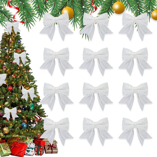 Casenly Strikken voor Kerstmis, 12 stuks kerststrikken, glitter