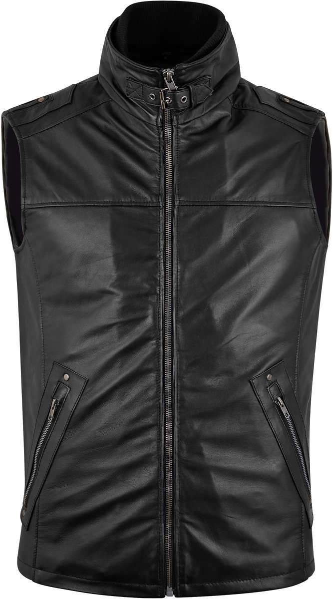 Urban 5884® WINSTON - P70 Vest- Zwart Lams leren Heren Bodywarmer - 4XL