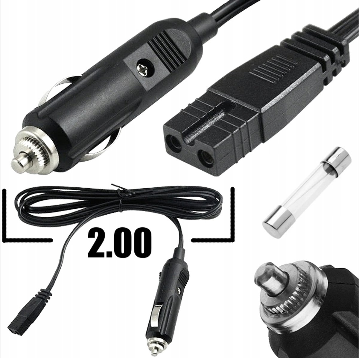 12V/24V Kabel 2m voor Draagbare Koelkast - Hoge Kwaliteit