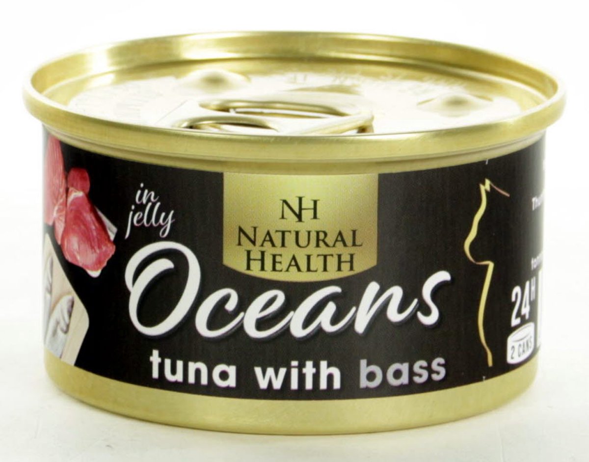 Natural Health Cat Oceans Tuna & Bass Multipack 24 X 85 Gram + Gratis Schuurman Snack