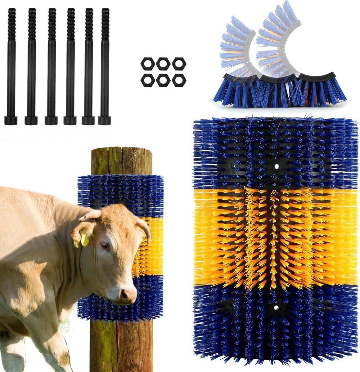 Cosensi - Krabborstel voor boerderijdieren - Massageborstel voor schaap, paard, koe - Universeel (44 x 20 cm)