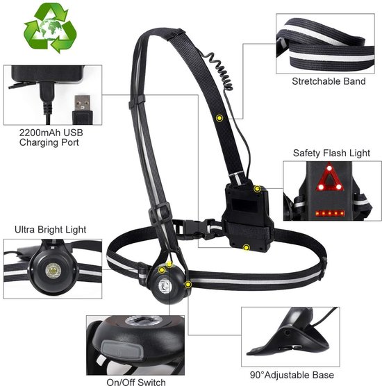 Classic Chest Night Running Lights for Runners Joggers Running Vest ...