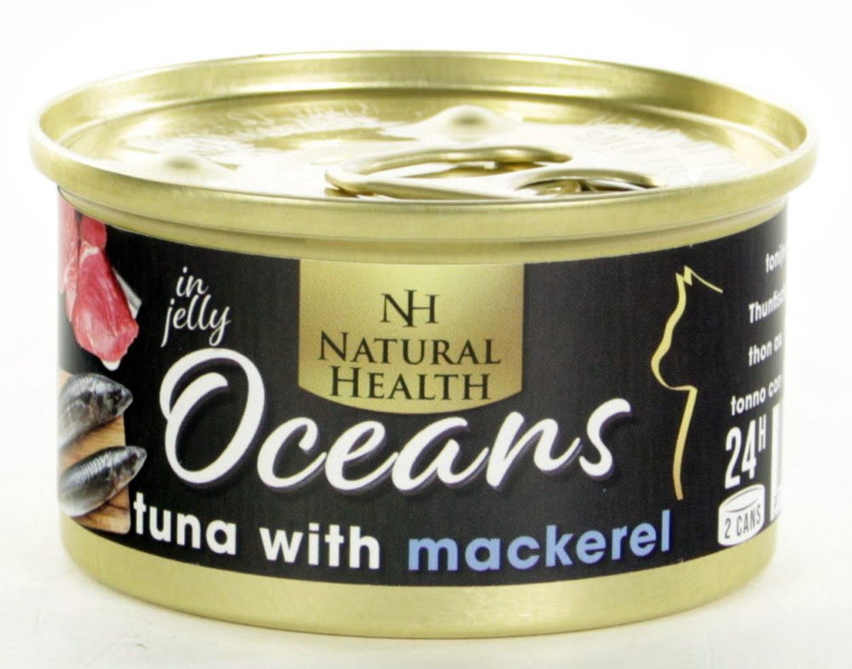 Natural Health Natural Health Cat Oceans Tuna & Mackerel Multipack 24 X 85 Gram + Gratis Schuurman Snack