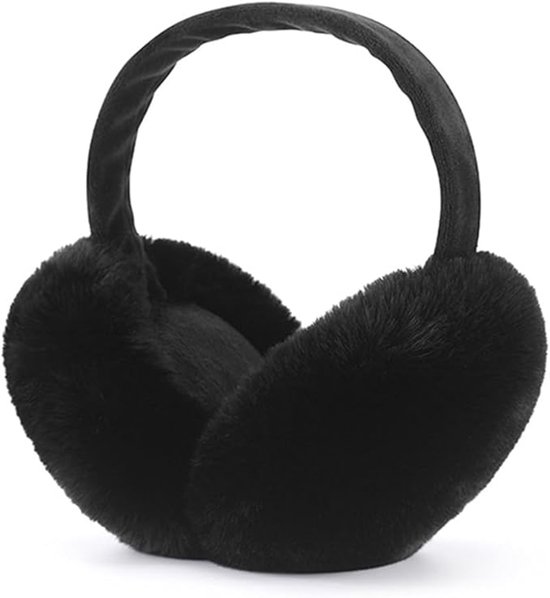 Winter oorkappen, oorbeschermers voor dames, opvouwbare, afneembare, wasbare pluche oorkappen, warme winteraccessoires, geschikt voor dames en meisjes (zwart).
