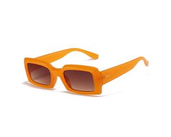 Zonnebril - Zonnebrillen - Festival bril - Rave bril - Glasses - Rechthoekig - Dik montuur - Oranje - Bruine glazen