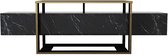 Meuble TV 2 niches - Effet marbre Zwart et doré - COMEBI II L 160 cm x H 49,8 cm x P 46,1 cm