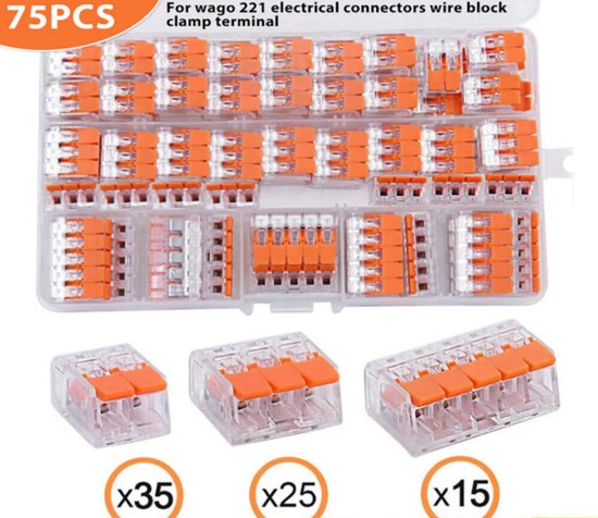 Foto: 75x geschikt voor wago klemmenblokken hendelklemmenblokken 221 412 221 413 221 415