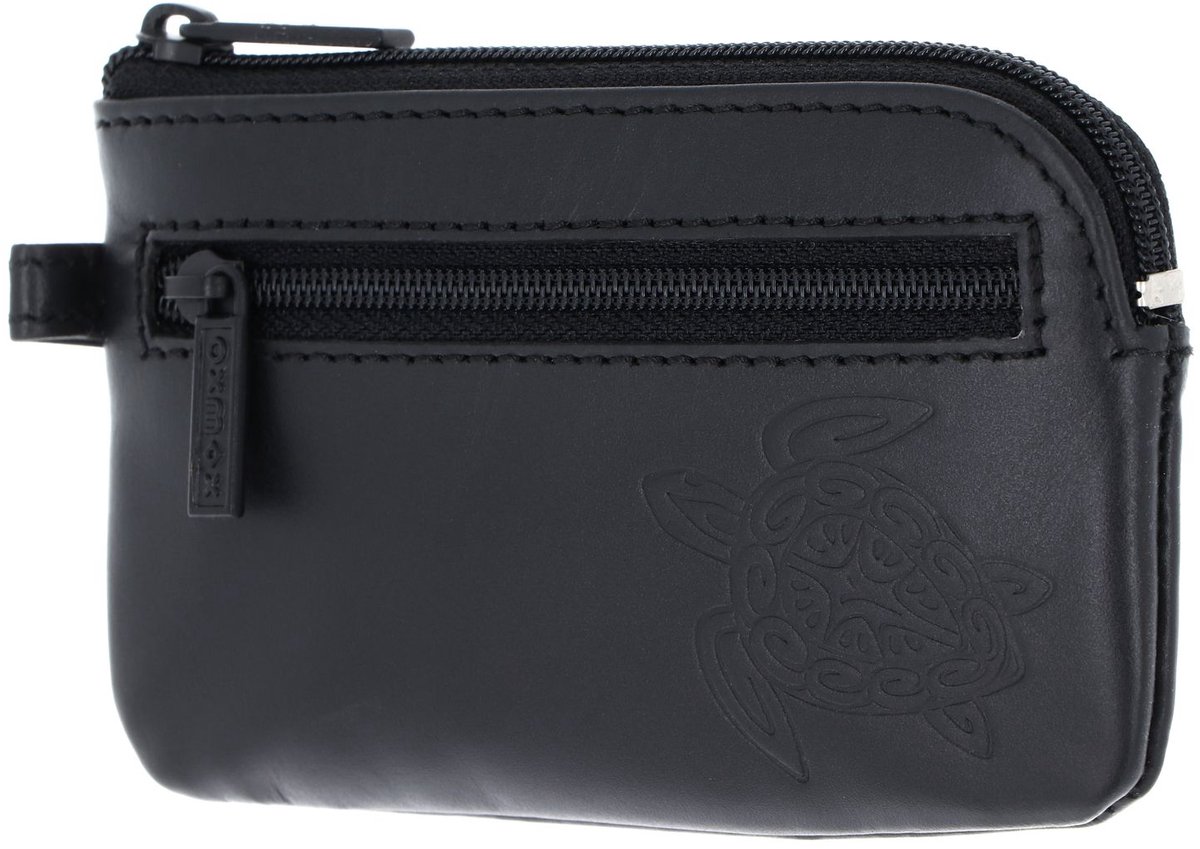 oxmox Leren sleutelgeval Leather Keyholder Turtle Embossed Black zwart