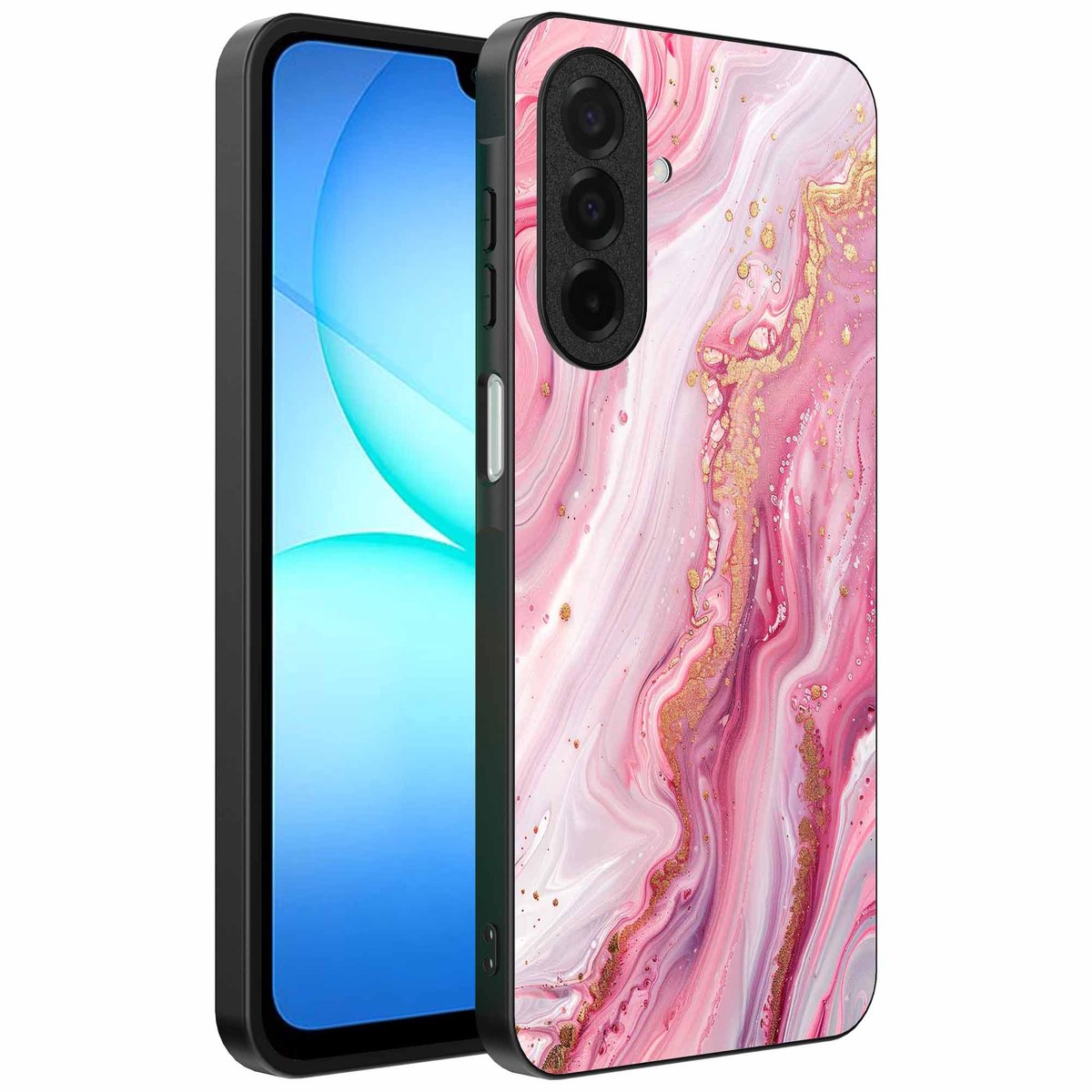 Geschikt voor Samsung Galaxy A17 Telefoonhoesje met marmer opdruk - TPU backcover case marble design - Roze - Smartphonica geschikt voor Samsung Galaxy A17