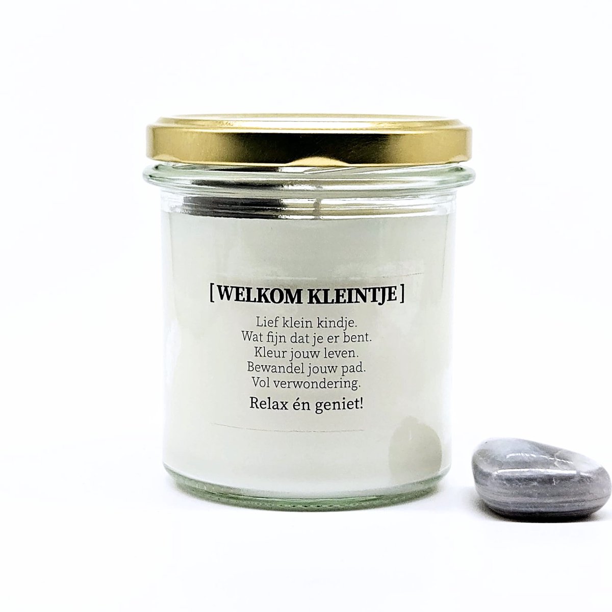 Candlelight-on - geboorte kaars met edelsteen - Welkom kleintje - jongen - o.b.v. sojawas en etherische oliën
